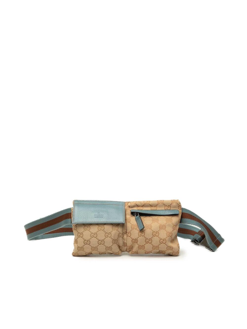 Gucci Gg Canvas Web Double Pocket Belt #351295G63B